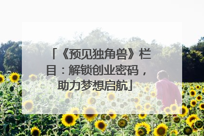 《预见独角兽》栏目：解锁创业密码，助力梦想启航