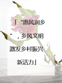 “惠风润乡”，乡风文明激发乡村振兴新活力
