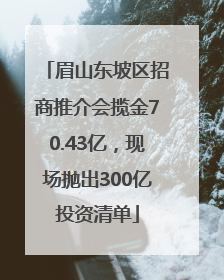 眉山东坡区招商推介会揽金70.43亿，现场抛出300亿投资清单