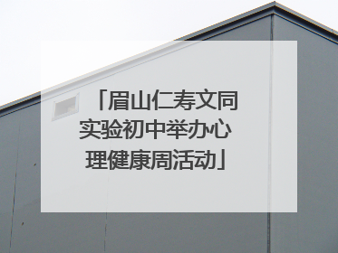 眉山仁寿文同实验初中举办心理健康周活动