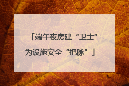 端午夜房建“卫士”为设施安全“把脉”