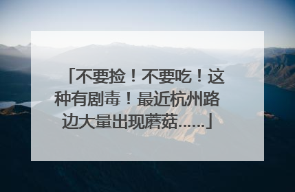 不要捡！不要吃！这种有剧毒！最近杭州路边大量出现蘑菇……