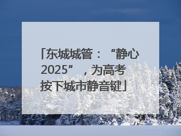 东城城管：“静心2025”，为高考按下城市静音键