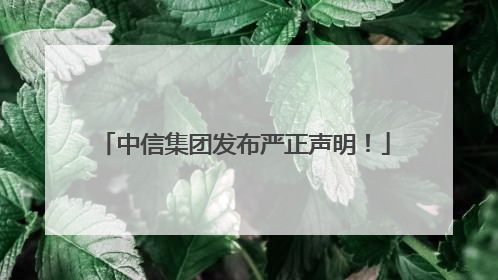 中信集团发布严正声明！