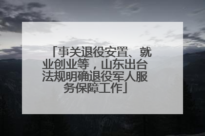 事关退役安置、就业创业等，山东出台法规明确退役军人服务保障工作