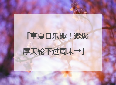 享夏日乐趣！邀您摩天轮下过周末→