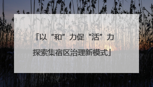 以“和”力促“活”力 探索集宿区治理新模式