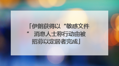伊朗获得以“敏感文件” 消息人士称行动由被招募以定居者完成