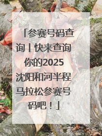 参赛号码查询丨快来查询你的2025沈阳和河半程马拉松参赛号码吧！