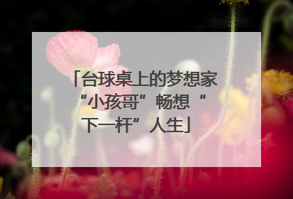 台球桌上的梦想家 “小孩哥”畅想“下一杆”人生