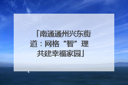 南通通州兴东街道：网格“智”理 共建幸福家园