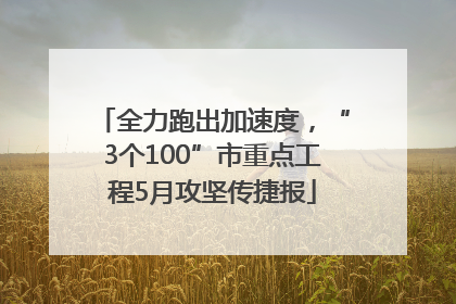 全力跑出加速度，“3个100”市重点工程5月攻坚传捷报