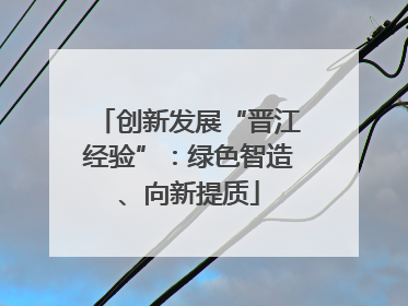 创新发展“晋江经验”：绿色智造、向新提质