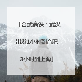 合武高铁：武汉出发1小时到合肥3小时到上海