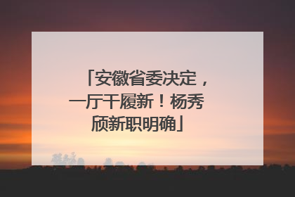 安徽省委决定，一厅干履新！杨秀颀新职明确