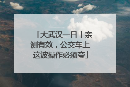 大武汉一日丨亲测有效，公交车上这波操作必须夸