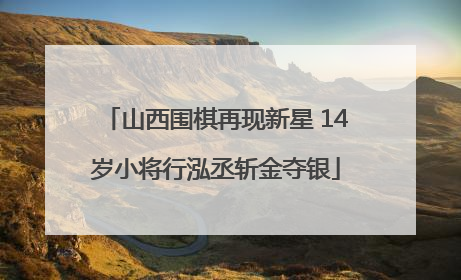 山西围棋再现新星 14岁小将行泓丞斩金夺银