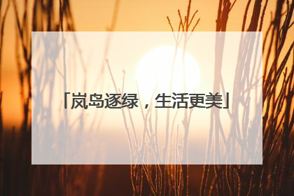 岚岛逐绿，生活更美