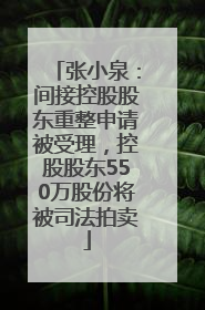 张小泉：间接控股股东重整申请被受理，控股股东550万股份将被司法拍卖