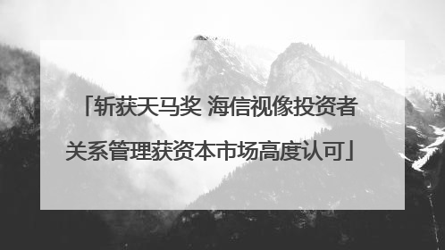 斩获天马奖 海信视像投资者关系管理获资本市场高度认可