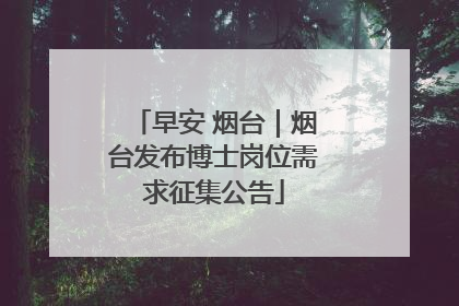 早安 烟台｜烟台发布博士岗位需求征集公告