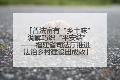 普法富有“乡土味” 调解巧织“平安结”——福建省司法厅推进法治乡村建设出成效