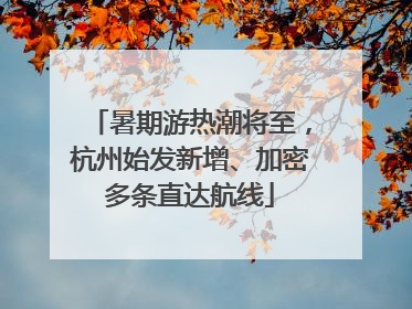 暑期游热潮将至，杭州始发新增、加密多条直达航线