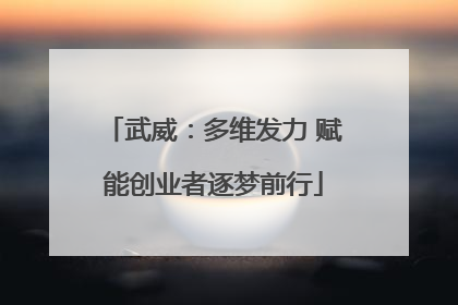 武威：多维发力 赋能创业者逐梦前行