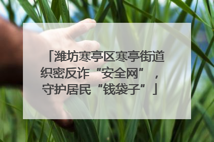 潍坊寒亭区寒亭街道织密反诈“安全网”，守护居民“钱袋子”