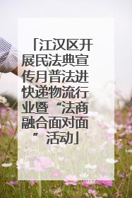 江汉区开展民法典宣传月普法进快递物流行业暨“法商融合面对面”活动