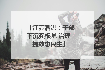 江苏泗洪：干部下沉强根基 治理提效惠民生