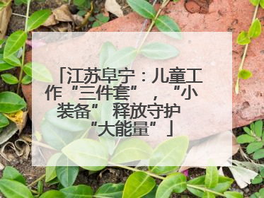 江苏阜宁：儿童工作“三件套”，“小装备” 释放守护 “大能量”