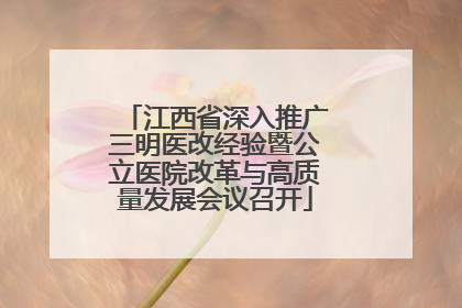 江西省深入推广三明医改经验暨公立医院改革与高质量发展会议召开