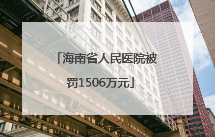 海南省人民医院被罚1506万元