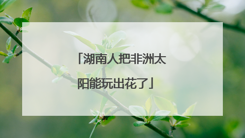 湖南人把非洲太阳能玩出花了