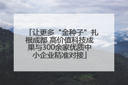 让更多“金种子”扎根成都 高价值科技成果与300余家优质中小企业精准对接