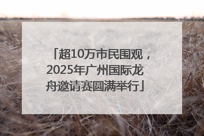 超10万市民围观，2025年广州国际龙舟邀请赛圆满举行