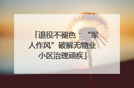 退役不褪色：“军人作风”破解无物业小区治理顽疾