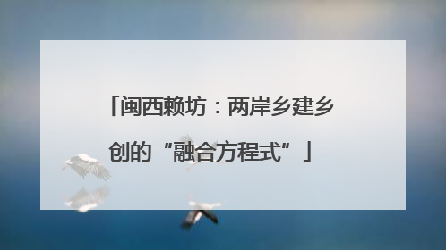 闽西赖坊：两岸乡建乡创的“融合方程式”