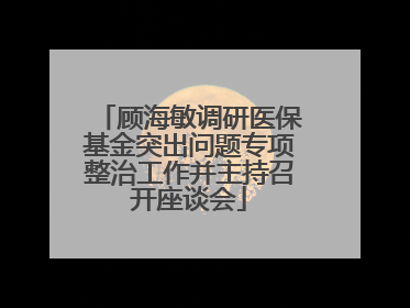 顾海敏调研医保基金突出问题专项整治工作并主持召开座谈会