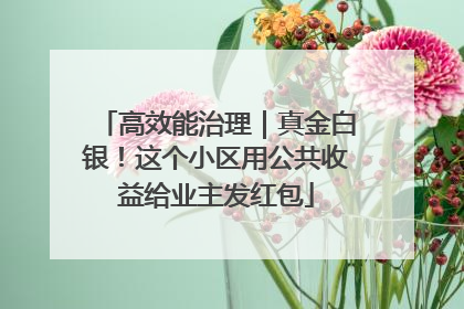 高效能治理｜真金白银！这个小区用公共收益给业主发红包