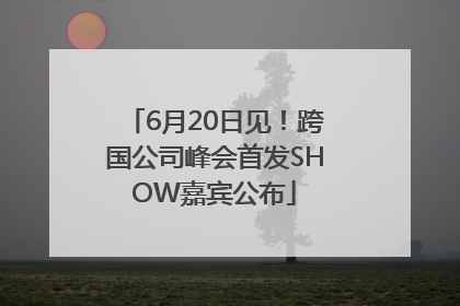 6月20日见！跨国公司峰会首发SHOW嘉宾公布
