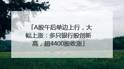 A股午后单边上行，大幅上涨：多只银行股创新高，超4400股收涨